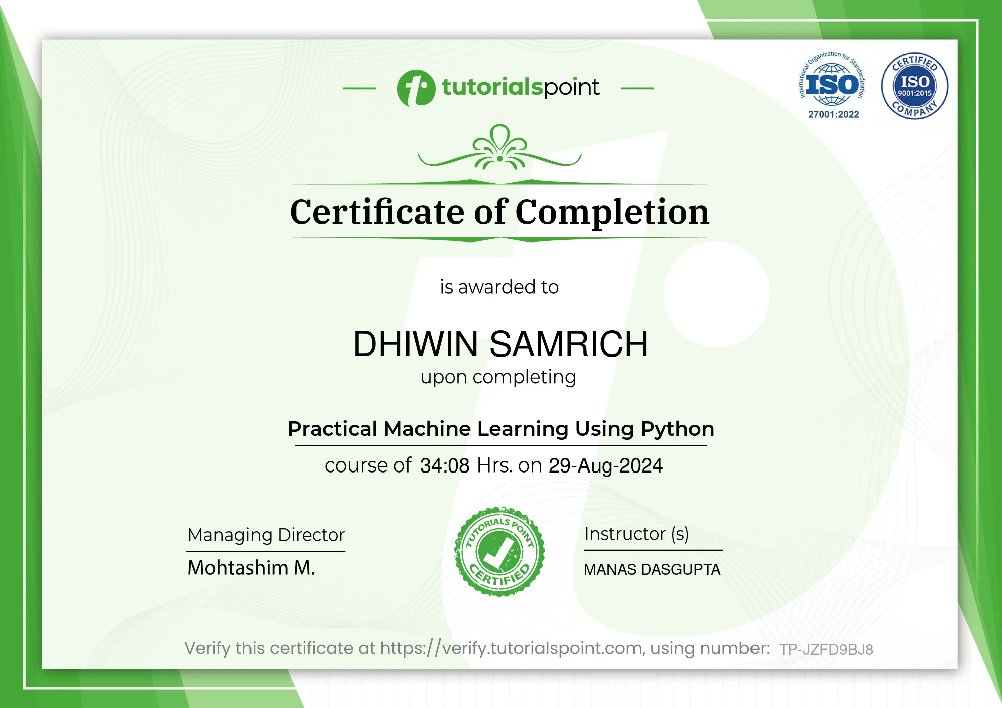 Machine Learning using Python